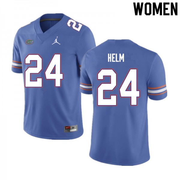 Women #24 Avery Helm Florida Gators College Football Jersey Blue